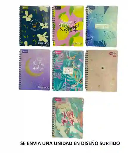 Cuaderno Argollado 80 Hojas Rayado Norma Diseños Surtidos Mujer Pasta Blanda Grande