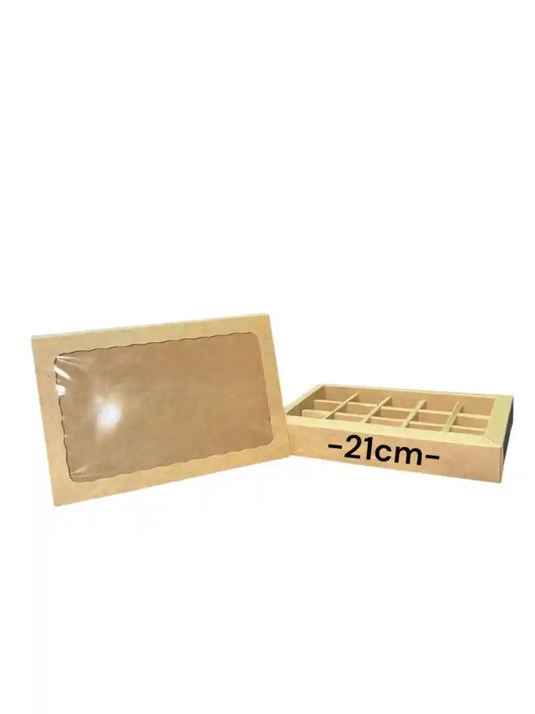 Caja En Carton Cartulina 21x14x3.5cm Con Divisiones Kraft