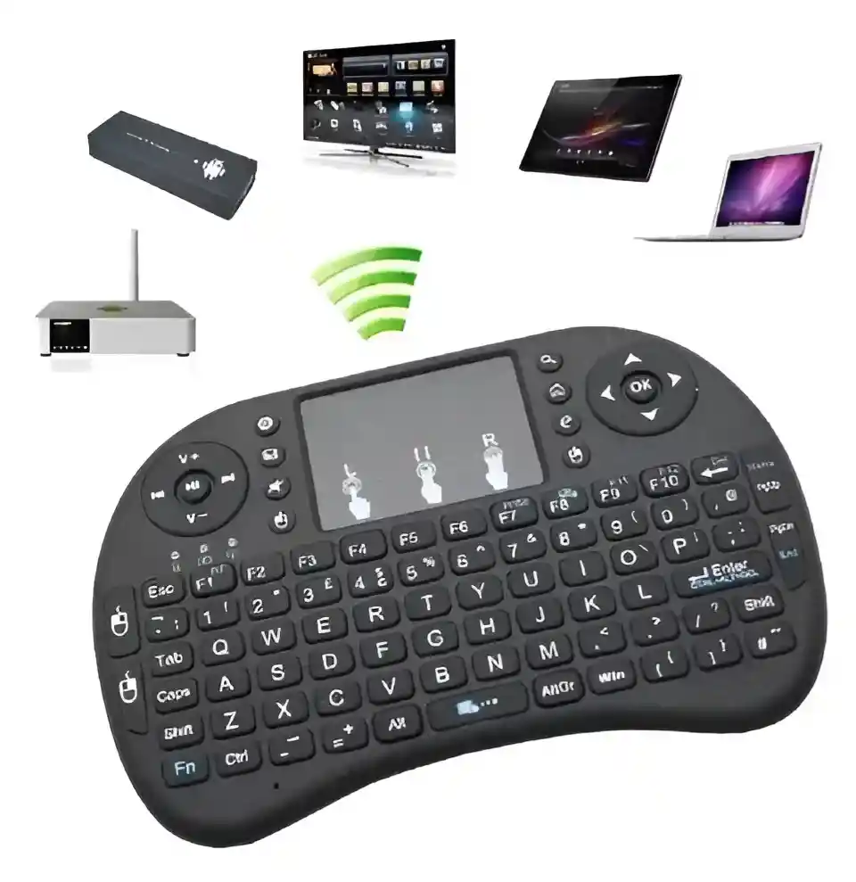 Mini Teclado Inalambrico Noga Con Mouse Para Smart Tv Ps3 Pc Xbox Negro