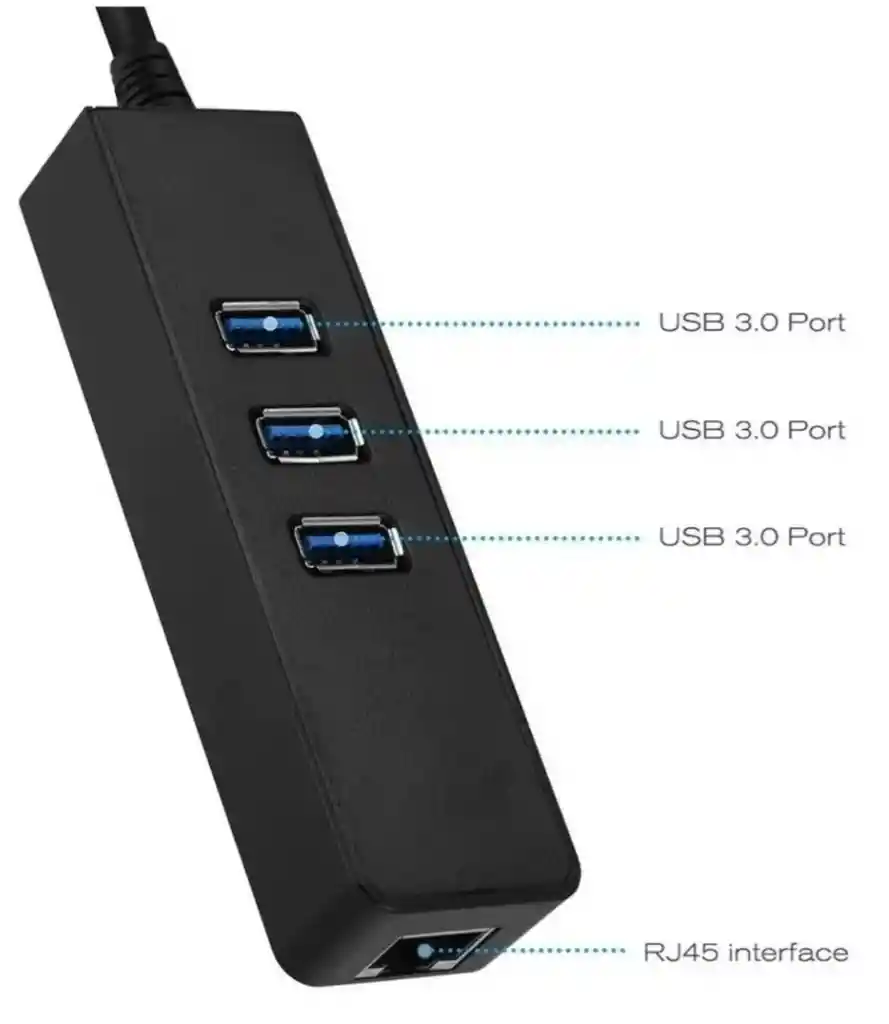 Hub De 3 Puertos 3.0 Con Puerto Rj45 Base 1000