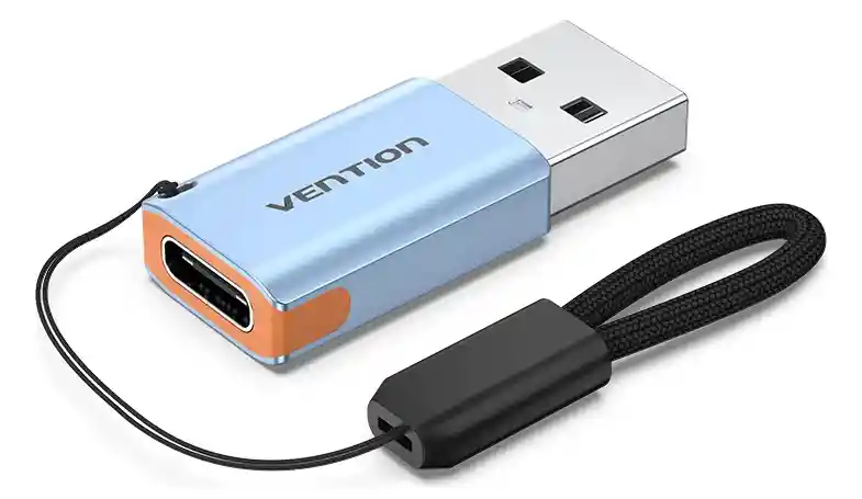 Adaptador Usb C Hembra A Usb Otg 3.1 10 Gbps Vention Color Azul Acero