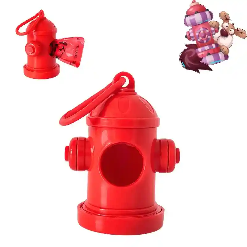 Dispensador De Bolsas Forma Hidrante Rojo