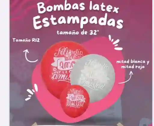 Globo R12 Estampado Amor Y Amistad Surtido Blanco Y Rojo X 12