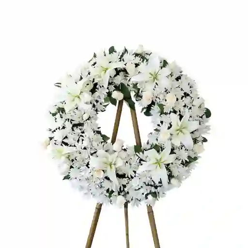 Corona Fúnebre Americana En Flores Blancas