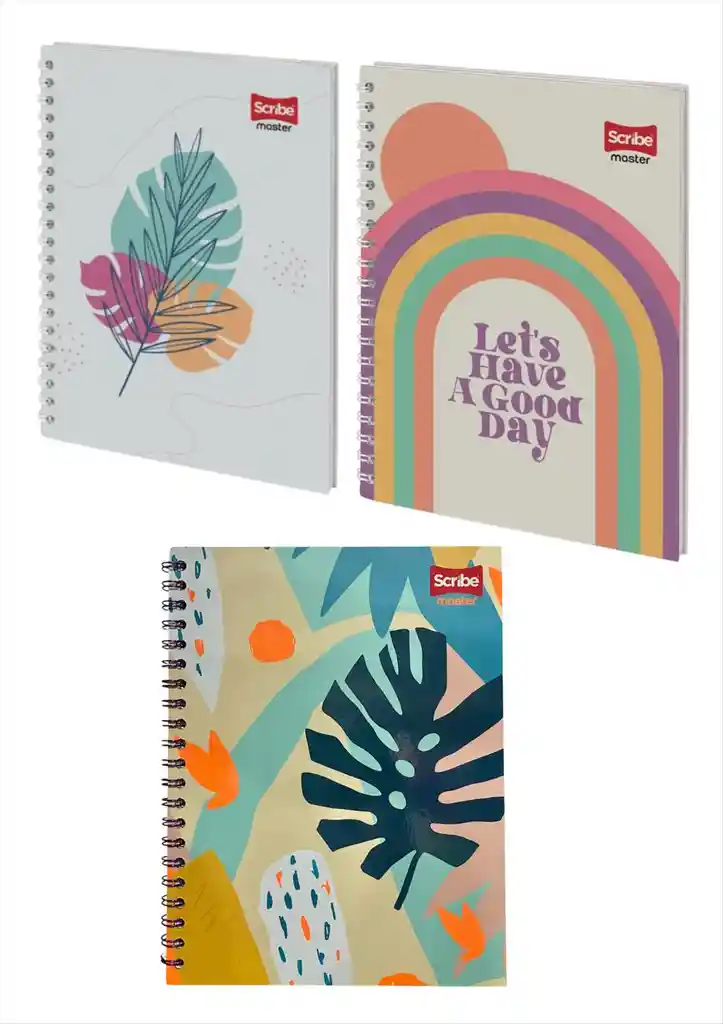 Cuaderno Argollado 80 Hojas Rayado Scribe Diseños Surtidos