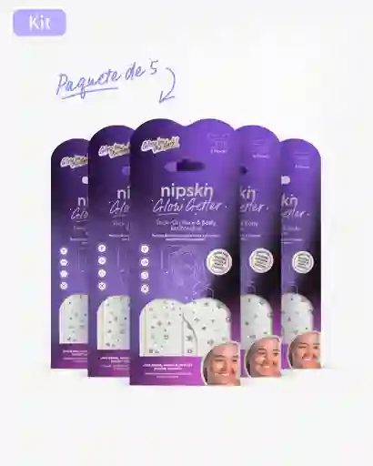 Kit X5 Calcomanías Que Brillan En La Oscuridad Para Rostro Y Cuerpo, Glow Getter – Nipskin®