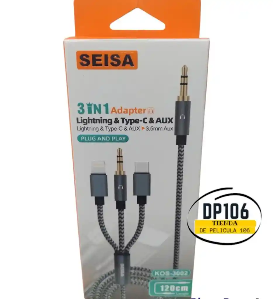 Cable De Audio 3 En 1 Lighting/tipo C / Plug