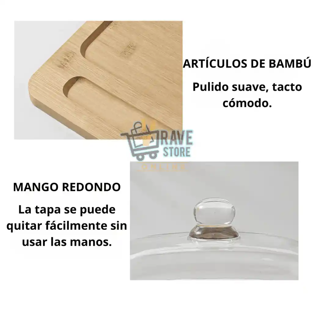 Mantequillera De Porcelana Madera Bambú Con Cuchillo Untar