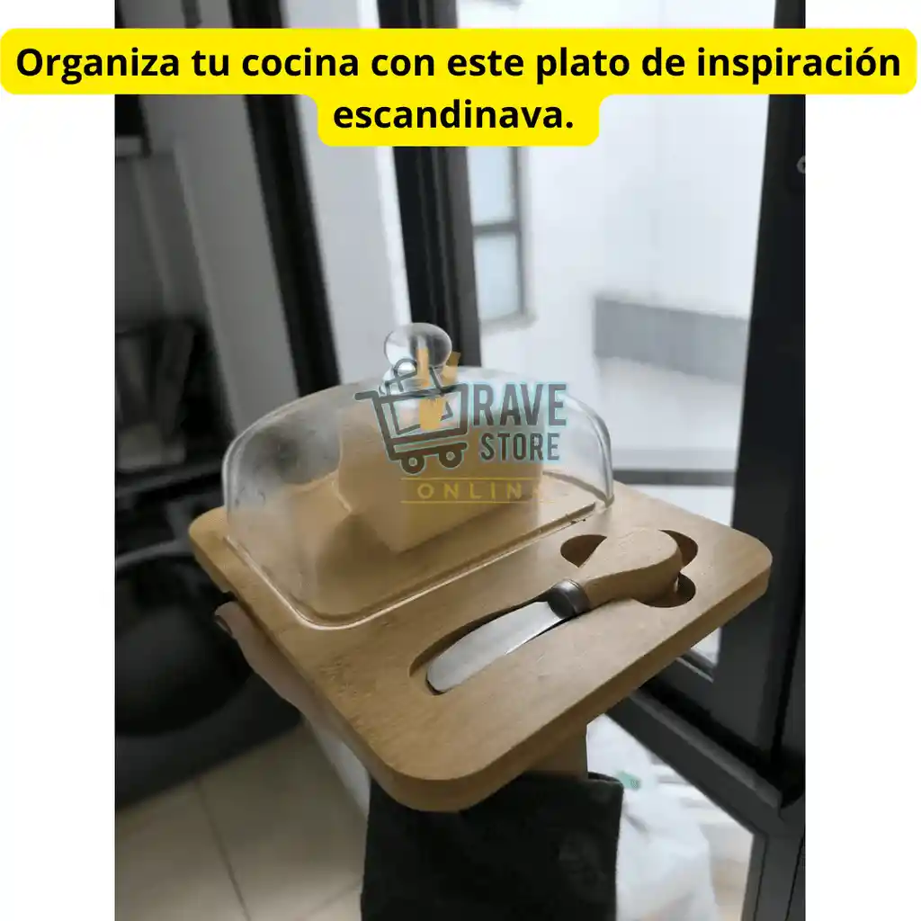 Mantequillera De Porcelana Madera Bambú Con Cuchillo Untar