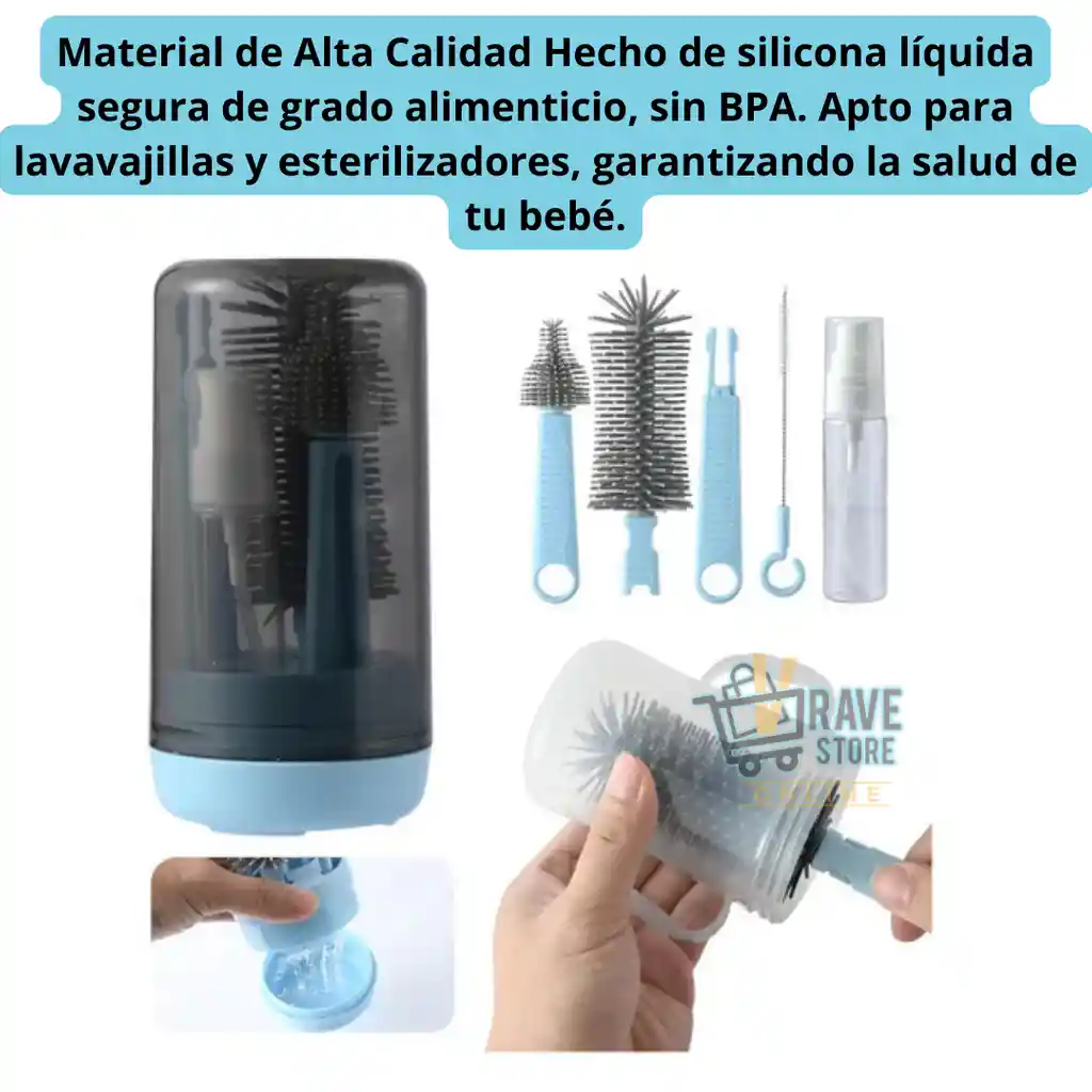 Cepillo De Biberón,kit De Limpiador De Botellas De Viaje