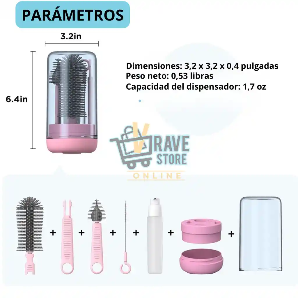 Cepillo De Biberón,kit De Limpiador De Botellas De Viaje