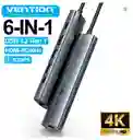 Adaptador Hub Gigabit 6 En 1 Usb C-hdmi 4k60hz 3.2 Vention
