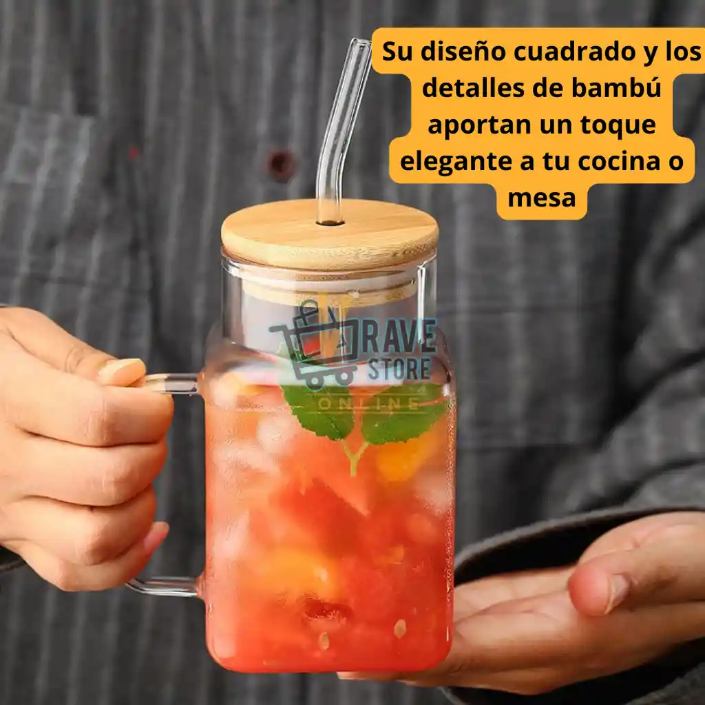 Vaso Con Pitillo En Vidrio