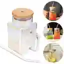 Vaso Con Pitillo En Vidrio