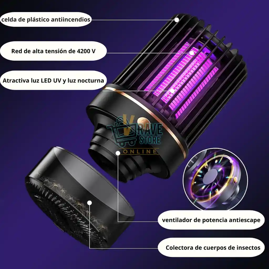 Lampara Mata Mosquitos Moscos Y Zancudos Recargable