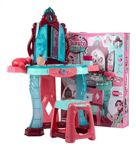 Set Tocador Belleza Juguete Infantil Maquillaje Con Banco