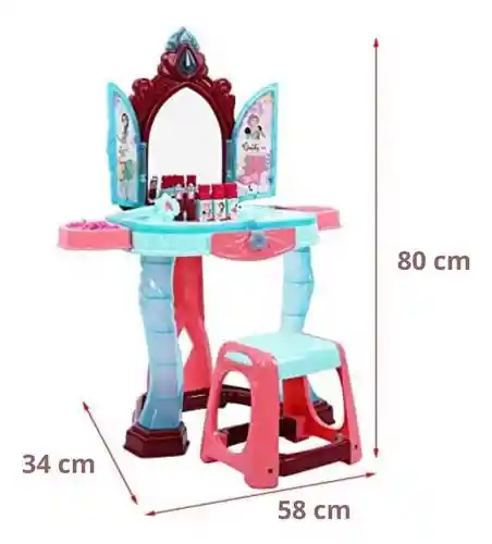 Set Tocador Belleza Juguete Infantil Maquillaje Con Banco