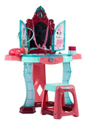 Set Tocador Belleza Juguete Infantil Maquillaje Con Banco