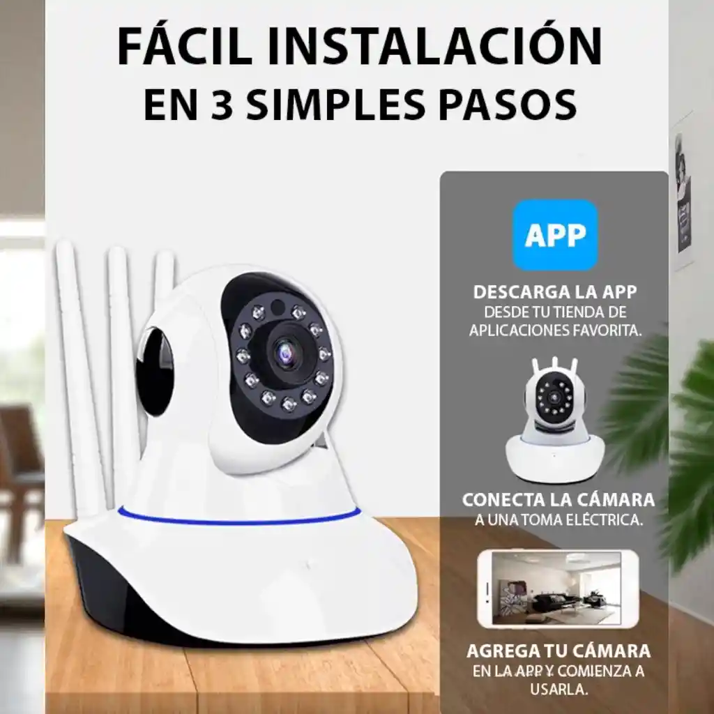 Camara De Seguridad Smart 360° Wifi – Triple Antena Hd📹