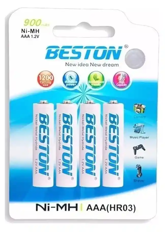 Pilas Bateria Beston Aaa Recargable 900mah X 4 Unidades