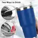 Vaso Termo Termico Manija Y Pitillo 30onz Azul Con Pitillo