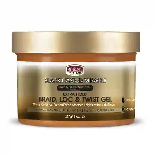 African Pride Braid, Loc And Twist Gel Black Castor Miracle
