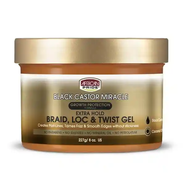 African Pride Braid, Loc And Twist Gel Black Castor Miracle