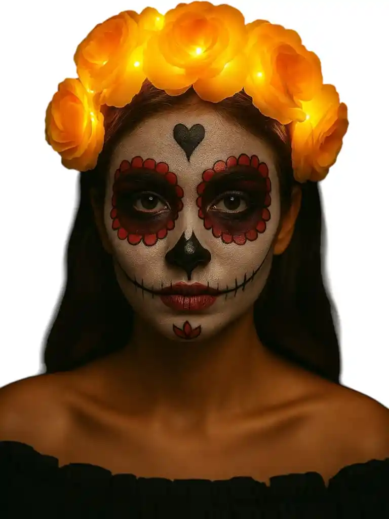 Diadema De Flores Artificiales Con Luces Para Halloween