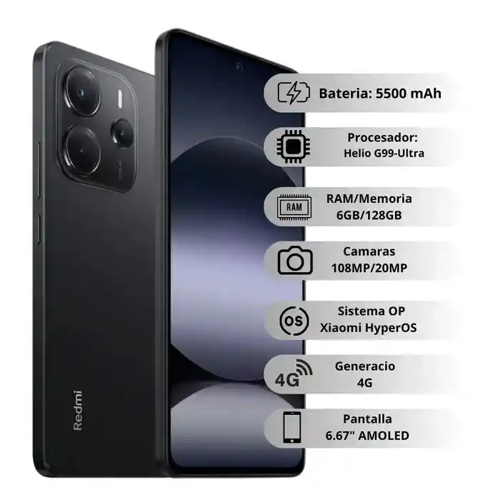 Celular Xiaomi Note 14 4g 128gb/6gb - Negro