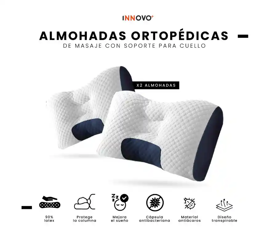 4 Almohadas Semi Ortopédicas Alto Confort Home Cervical Antiácaros