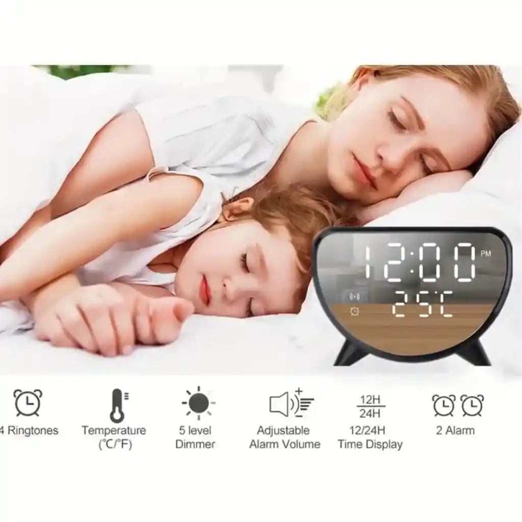 Reloj Con Cargador Inalámbrico Parlante Ay-23