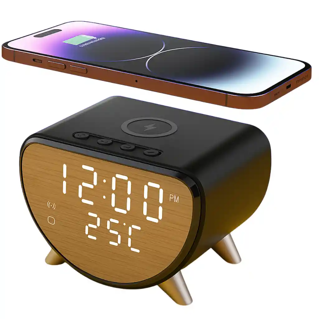 Reloj Con Cargador Inalámbrico Parlante Ay-23