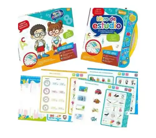 Libro Didáctico Interactivo Aprendizaje Bilingüe Para Niños Color Blanco/celeste