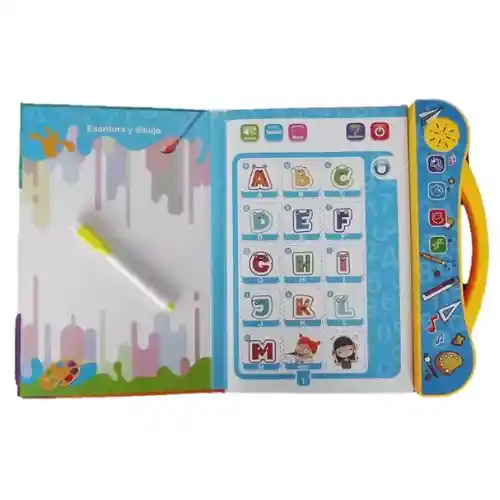 Libro Didáctico Interactivo Aprendizaje Bilingüe Para Niños Color Blanco/celeste