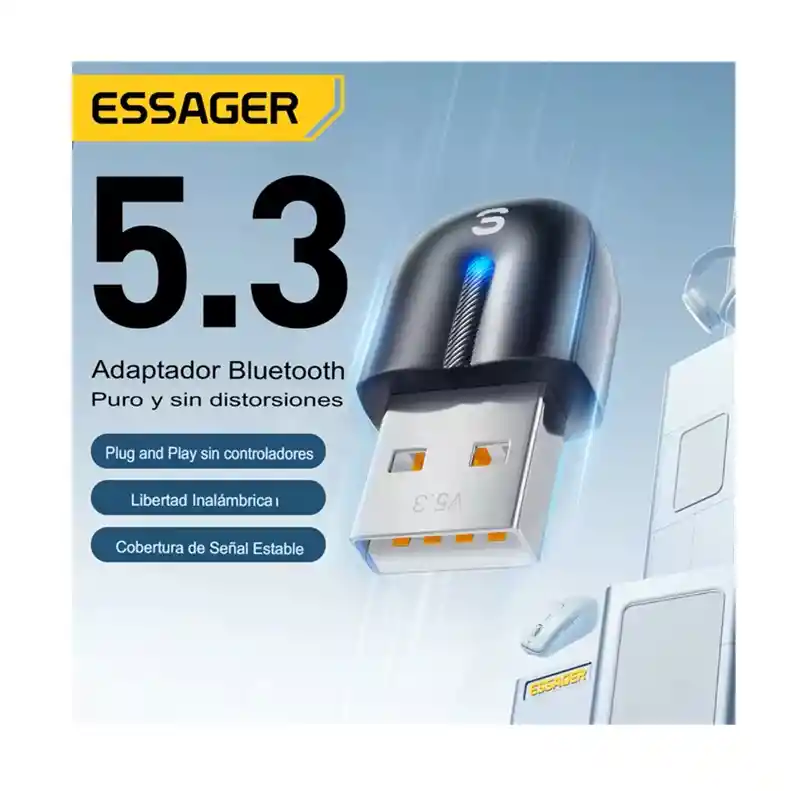 Adaptador Bluetooth Usb Essager 5.3 - Plug & Play Windows