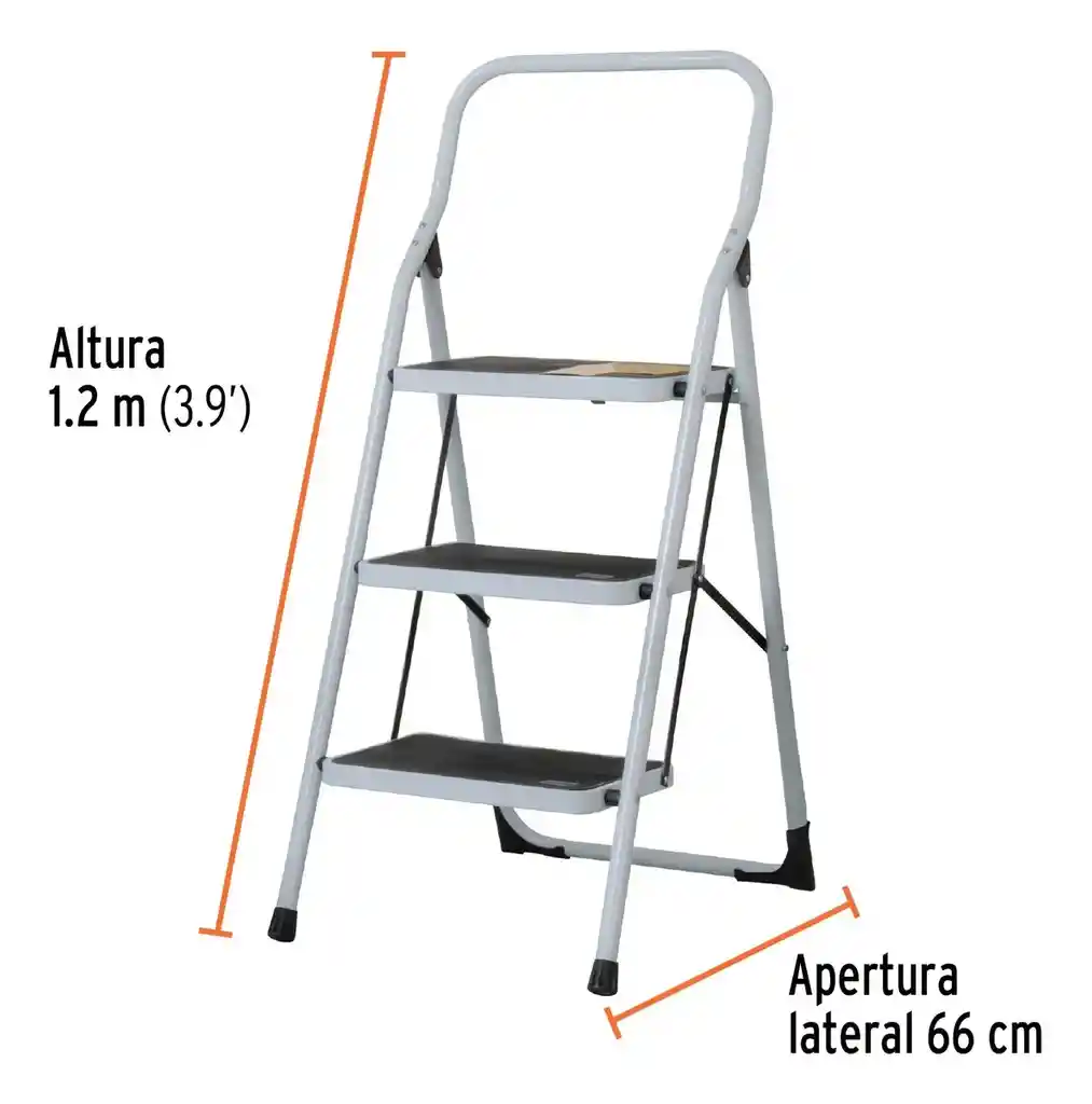 Escalera Plegable 3 Pasos Acero Capacidad 150kg
