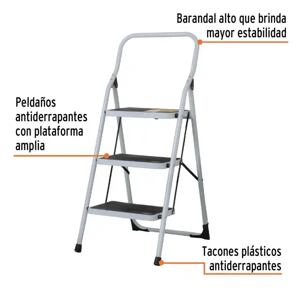 Escalera Plegable 3 Pasos Acero Capacidad 150kg