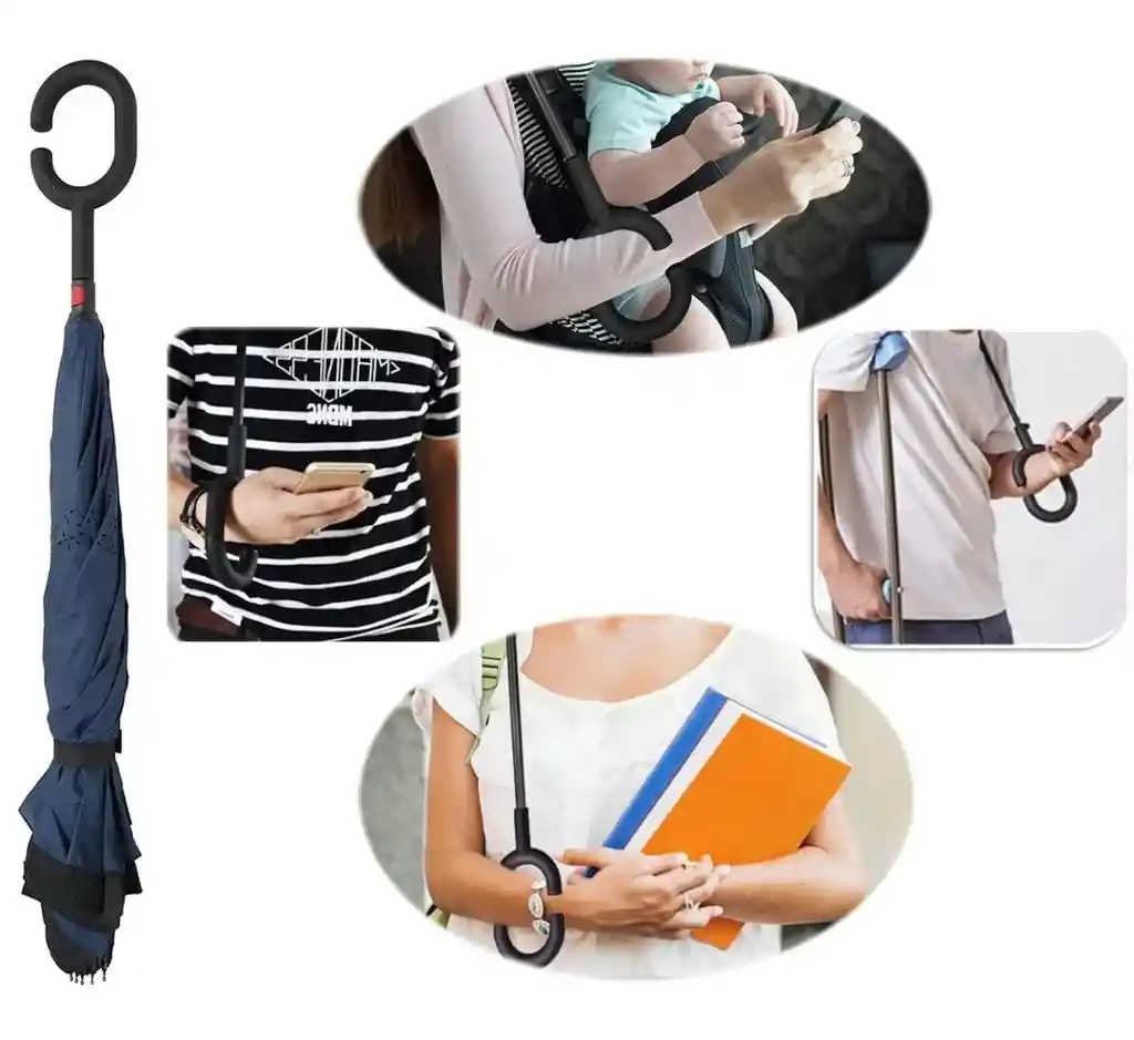 Sombrilla Reversible Invertida Paraguas Manos Libres Uv Auto