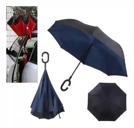 Sombrilla Reversible Invertida Paraguas Manos Libres Uv Auto