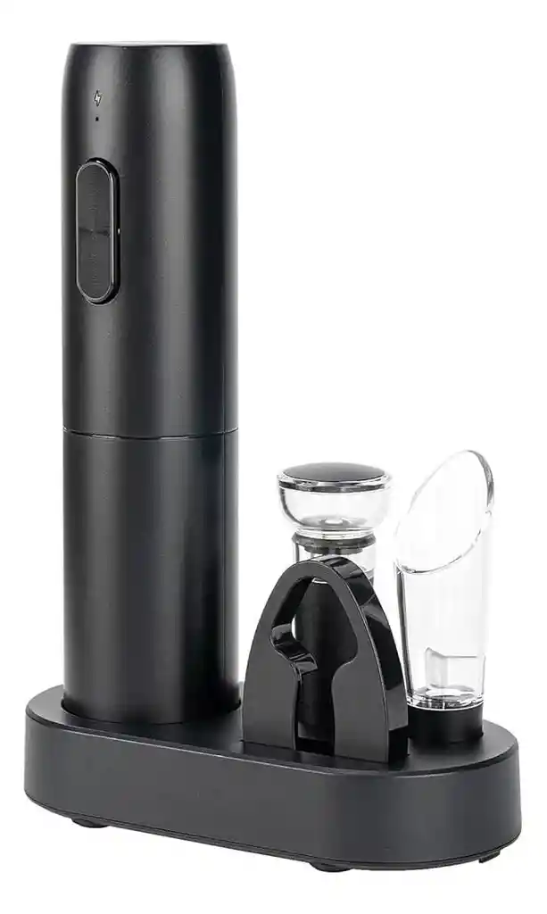 Set Sacacorcho Eléctrico Con Base Para Vino 5 En 1 + Base