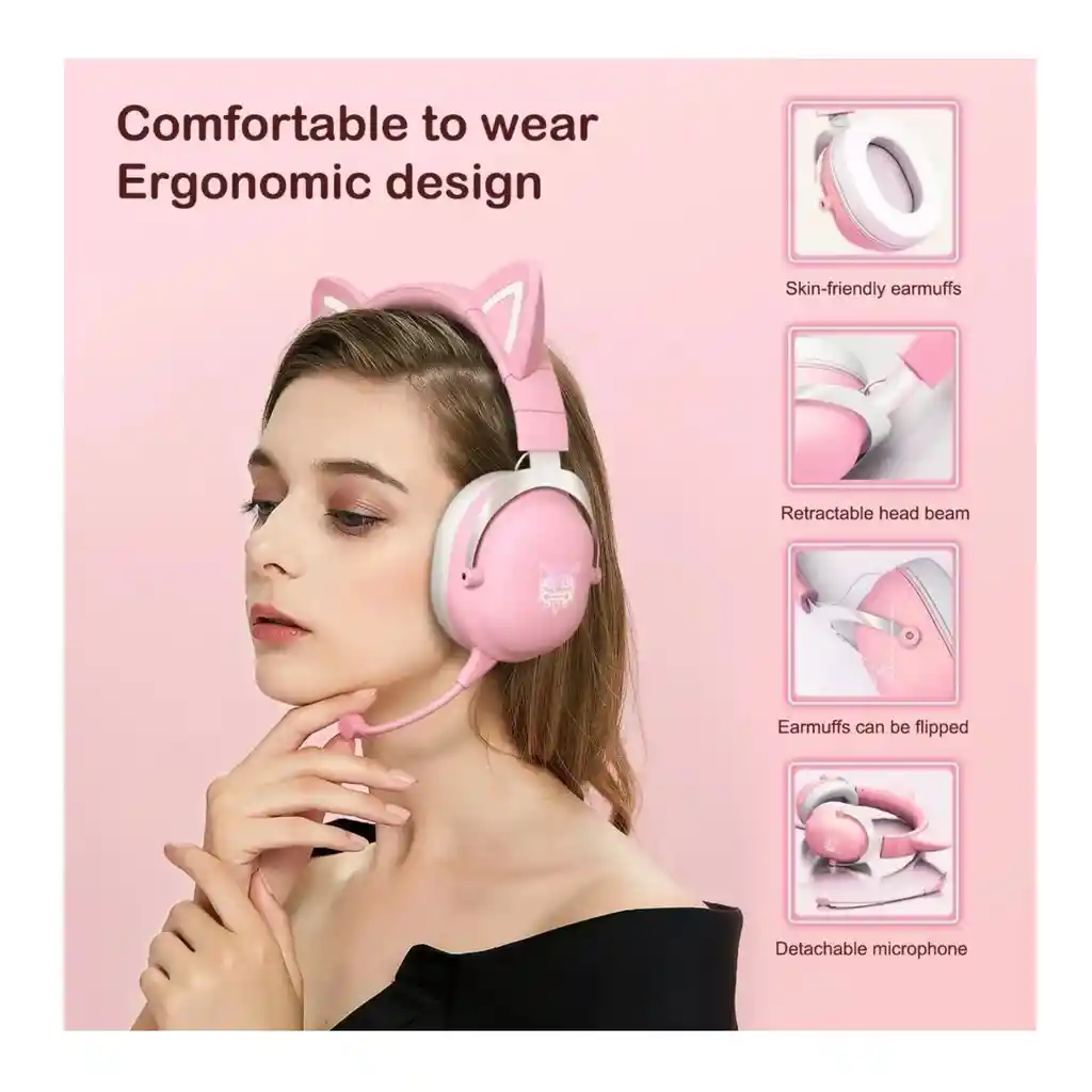 Audifonos Auriculares Gamer Con Orejas Moviles B20 Onikuma