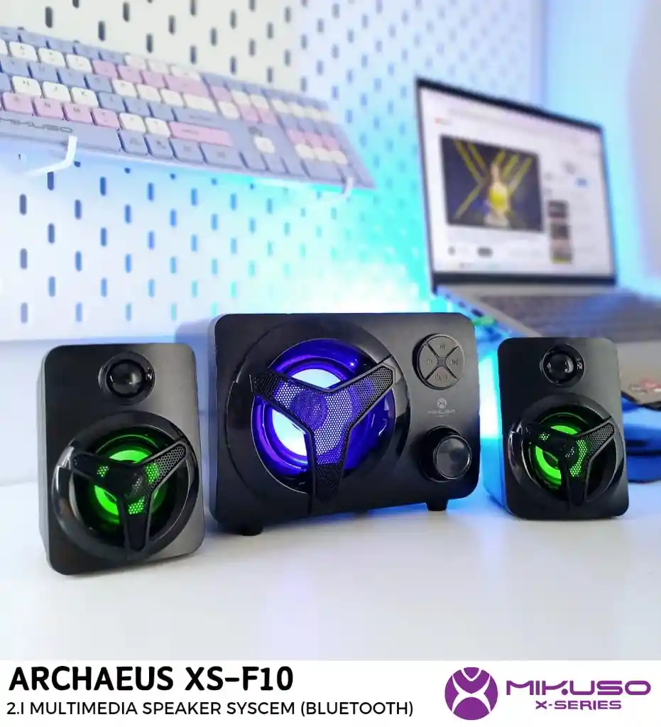 Equipo De Sonido 2.1 Mikuso Sx-f10 Bluetooth (sonido Envolvente + Iluminación Rgb Cambiante)