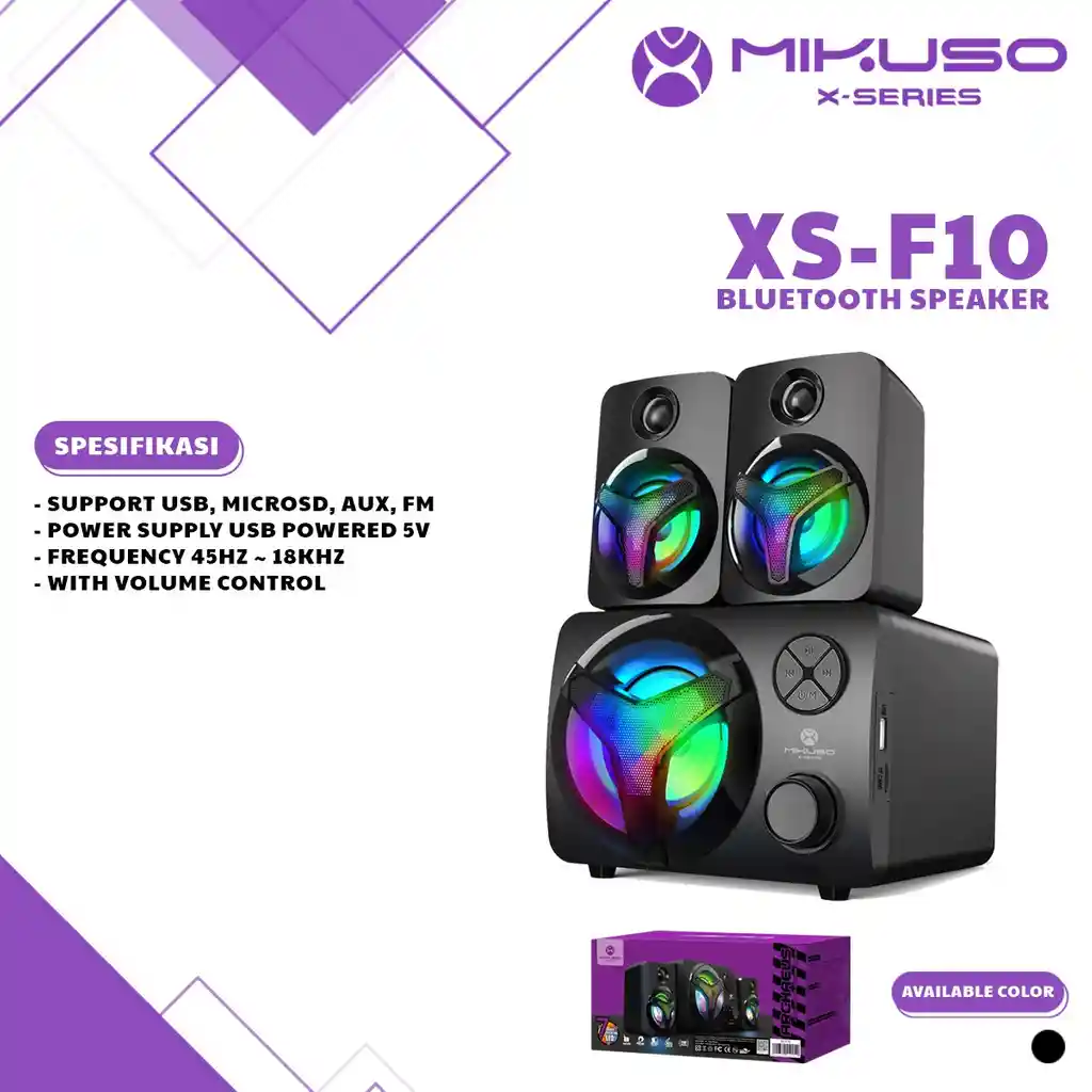 Equipo De Sonido 2.1 Mikuso Sx-f10 Bluetooth (sonido Envolvente + Iluminación Rgb Cambiante)