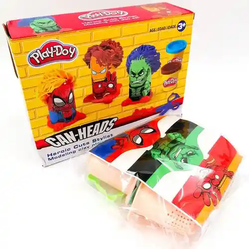 Frasco Play-doh Plastilinas Caja Avengers Hulk Spiderman