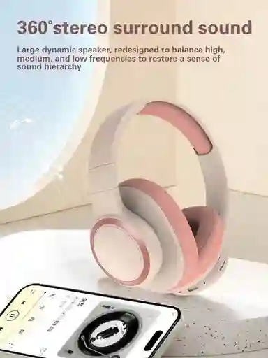 Audífonos Inalámbricos P2962 Diseño Rosado Elegante