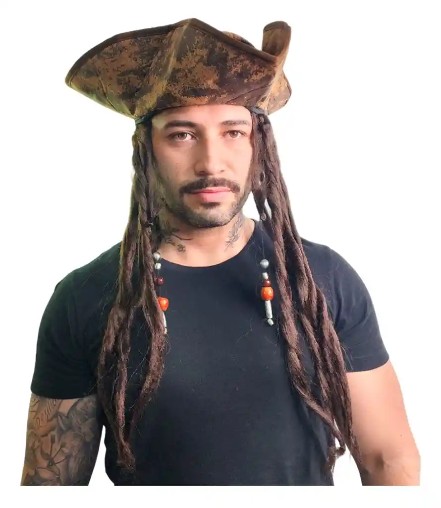 Sombrero Peluca Pirata Con Rastas Cosplay Disfraz