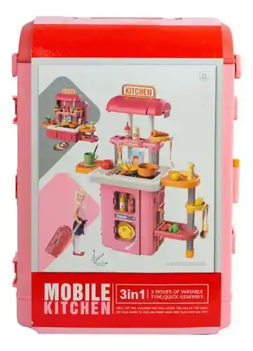 Cocinita Infantil 3 En 1 Maleta Mobile Kitchen