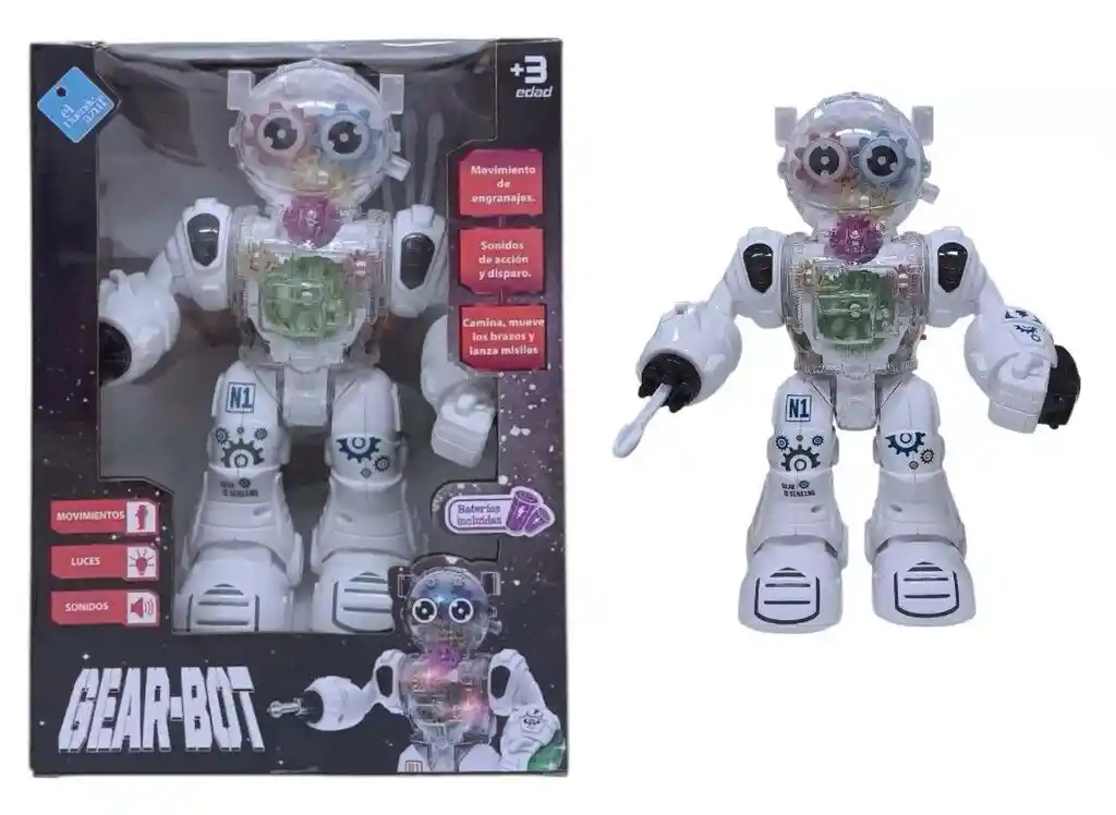 Robot Con Luz Y Sonido Movimiento Engranajes