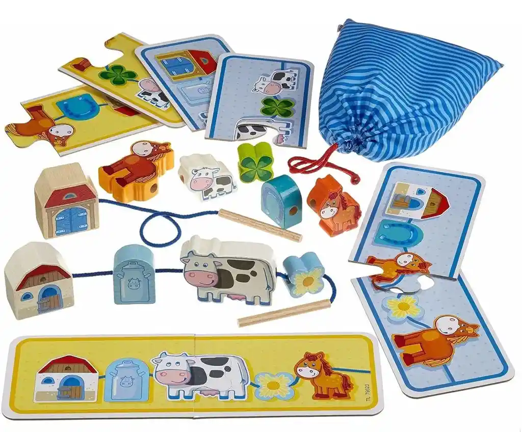 Juego Didactico De Enhebrado En La Granja
