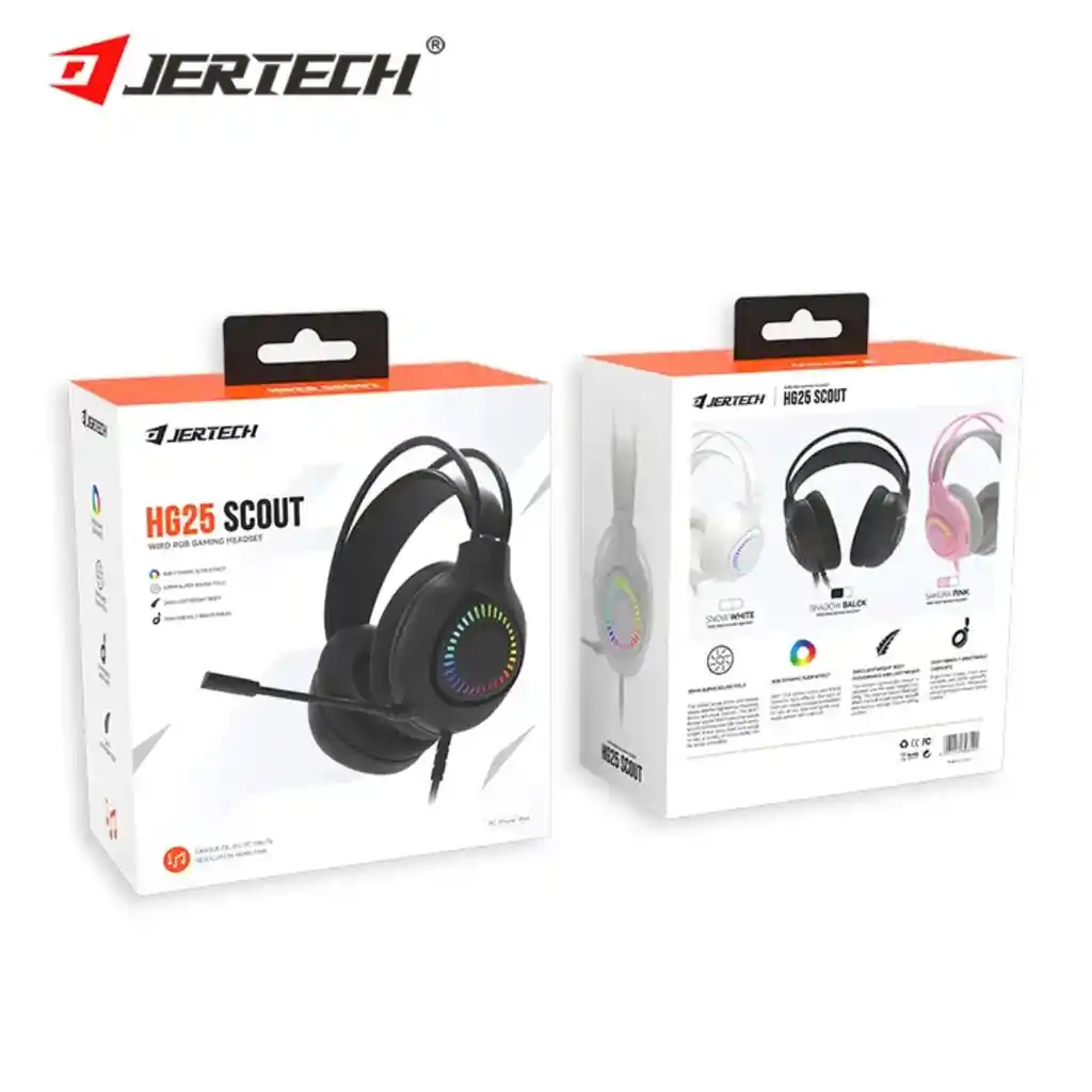 Audífonos Diadema Gaming Rgb Jertech Hg01 Scout Negro